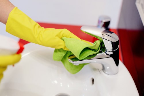 Restoring a worn hard floor surface in Camden with specialist cleaning equipment