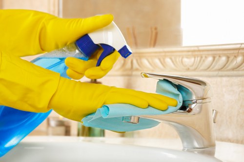 Professional cleaning of a Camden office kitchen and washroom area