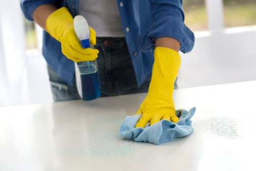 Detailed after builders cleaning in a renovated kitchen in Camden