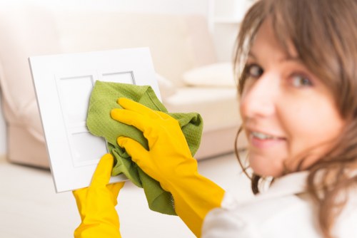 Local Camden cleaning team working in a residential property hallway